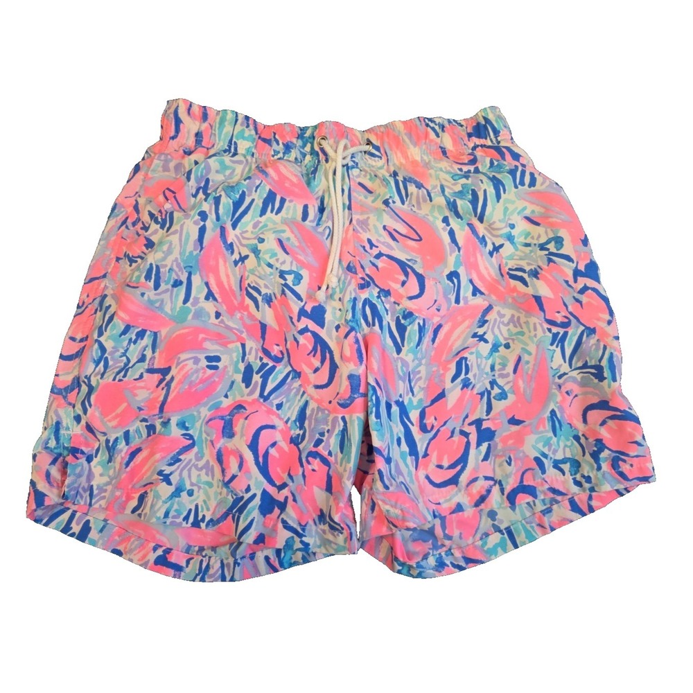 Lilly Pulitzer Mens Small Drawstring Lined 6" Swim Trunks Colorful